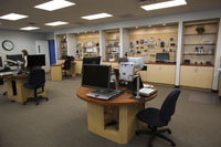View of evaluation tables and product display in the Technology Center